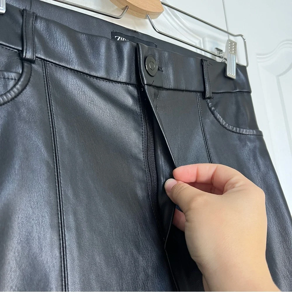 Black Faux Leather Pants - Picture 3 of 6